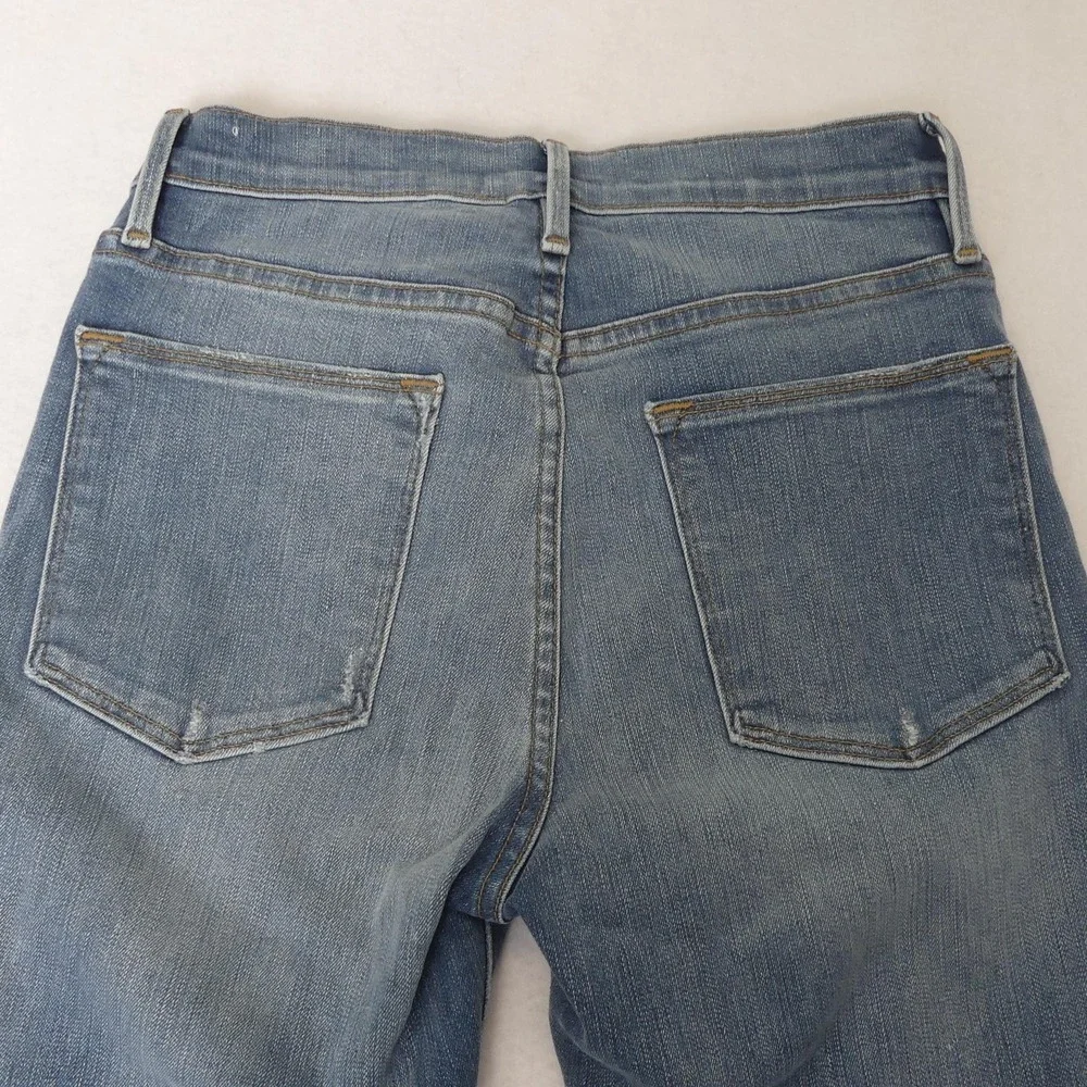 Frame Le High Skinny‎ Jeans Womens 26 Blue Brummel Distressed Raw Hem Made USA